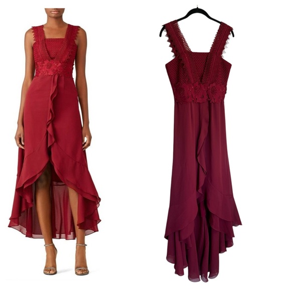 Unitedwood Dresses & Skirts - Unitedwood high low Jodie cocktail dress floral lace crochet red cocktail party
